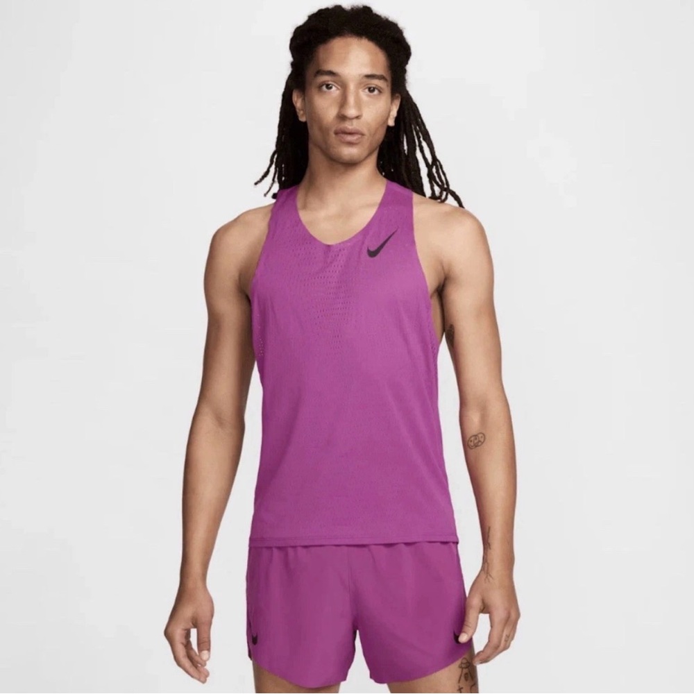 Men Nike Aeroswift Dri-Fit ADV Running Singlet Hot Fuchsia FN4231-518 Size L
